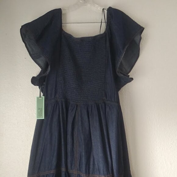 Terra & Sky Jean flutter sleeve midi women's size 4X dress - Picture 5 of 15